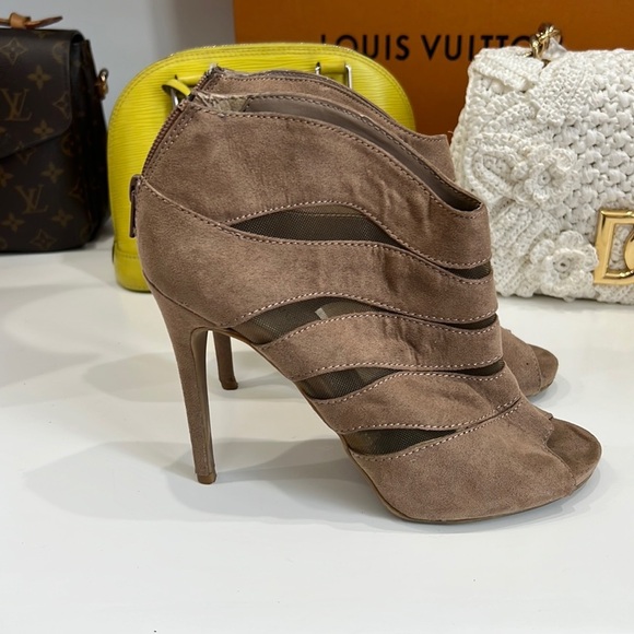 Nine West Faux Suede Peep Toe Booties - Picture 1 of 15